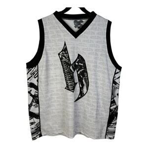 Vintage Y2K Hostility Grunge Black & White Jersey Size 2XL